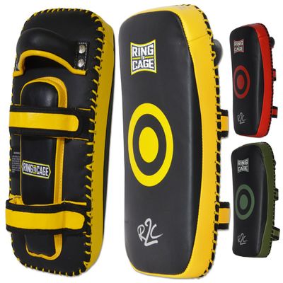 Elite Curved Leather Muay Thai Pad 2.0 (Yellow/Black)