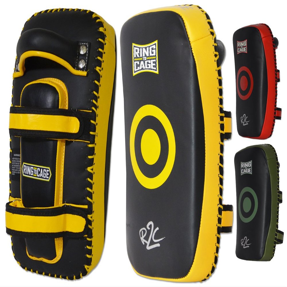 Elite Curved Leather Muay Thai Pad 2.0 (Yellow/Black)