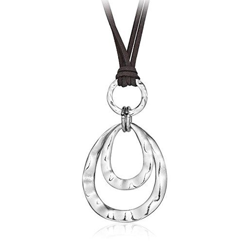 2 layer Retro Long Necklace Artificial Leather Rope Double Circles Necklace & Pendant