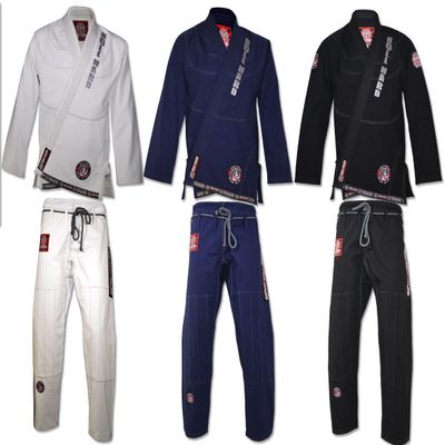 ROLL HARD Brand RIPSTOP LIGHT Brazilian Jiu Jitsu Kimonos - White, Blue & Black (White, A0)