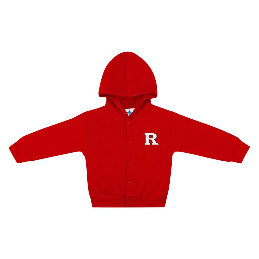 Creative Knitwear College Baby NCAA Officially Licensed Snap Hooded Jacket - Rutgers Scarlet Knights Logo - Red - 12 Months