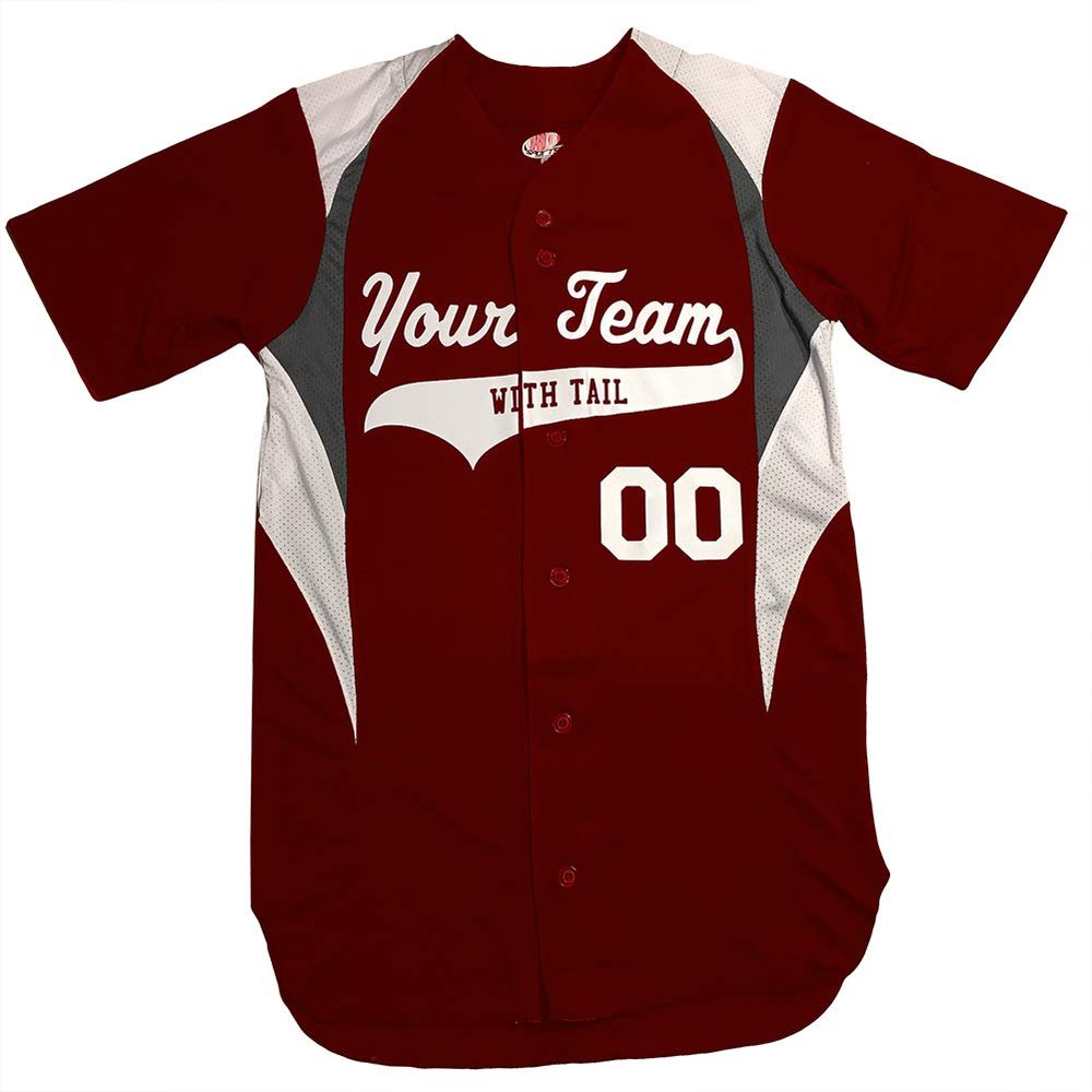 3 Color Customized Baseball Jersey Adult Small in Maroon and White