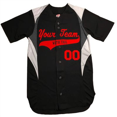 3 Color Customized Baseball Jersey Adult X-Large in Black and Scarlet