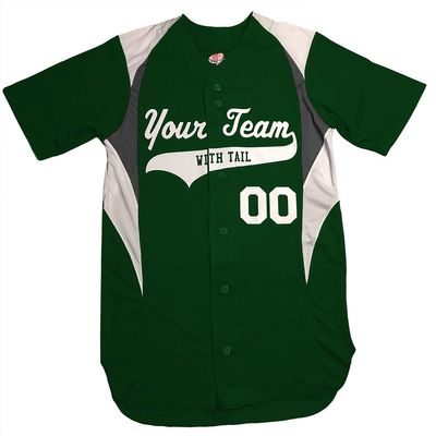 3 Color Customized Baseball Jersey Adult 3X-Large in Dark Green and White