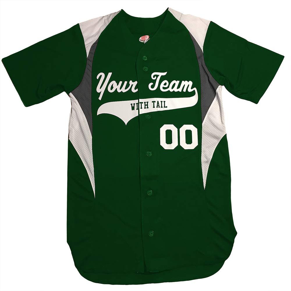 3 Color Customized Baseball Jersey Adult 3X-Large in Dark Green and White