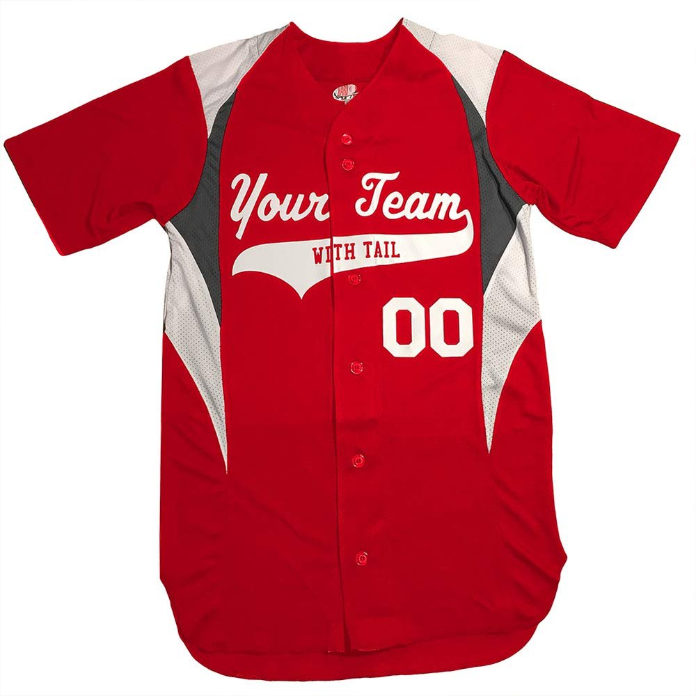 3 Color Customized Baseball Jersey Adult 3X-Large in Scarlet Red and White