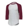 Augusta Sportswear Baseball Jersey 2.0, Athletic Heather/Maroon, 3XL view 1