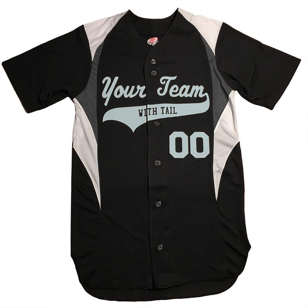 3 Color Customized Baseball Jersey Adult X-Large in Black and Silver