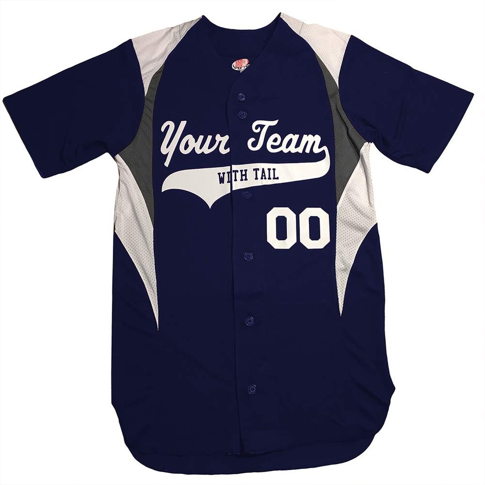 3 Color Customized Baseball Jersey Adult Small in Navy and White