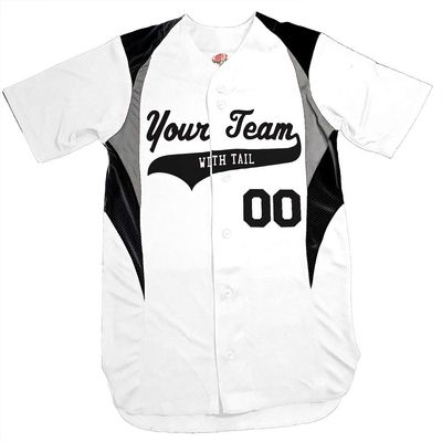 3 Color Customized Baseball Jersey Adult X-Large in White and Black