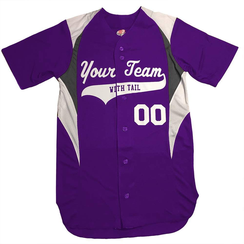 3 Color Customized Baseball Jersey Adult X-Large in Purple and White