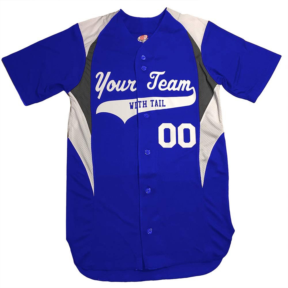 3 Color Customized Baseball Jersey Adult Small in Royal Blue and White