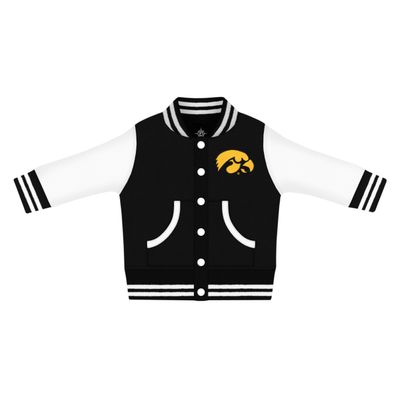 Creative Knitwear College Baby Letterman Varsity Jacket - Iowa Logo - Black - 18 Months