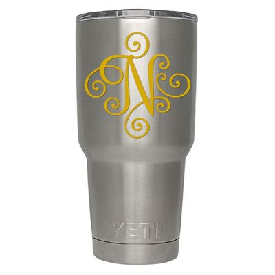 ViaVinyl Monogram die Cut Decal/Sticker. Click for Color/Letter Options. Available in Four Colors and All Letters A-Z! Great for Windows, Yeti and RTIC tumblers, Macbooks and More! (Letter N, Gold)