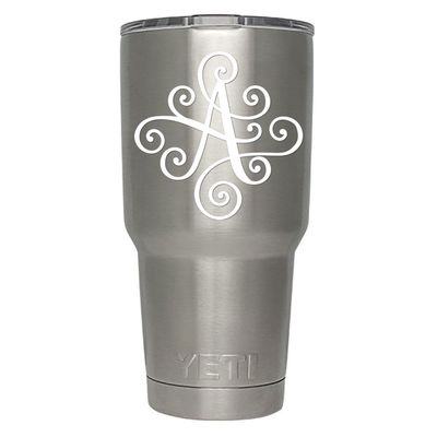 ViaVinyl Monogram die Cut Decal/Sticker. Click for Color/Letter Options. Available in Four Colors and All Letters A-Z! Great for Windows, Yeti and RTIC tumblers, Macbooks and More! (Letter A, White)