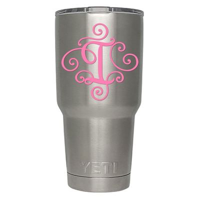 ViaVinyl Monogram die Cut Decal/Sticker. Click for Color/Letter Options. Available in Four Colors and All Letters A-Z! Great for Windows, Yeti and RTIC tumblers, Macbooks and More! (Letter I, Pink)