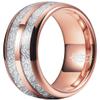 THREE KEYS JEWELRY Men Women Wedding Hunting 6mm Bands Tungsten Viking Carbide Meteorite Ring with Polish Infinity Unique for Him Rose Gold Size 8 view 1