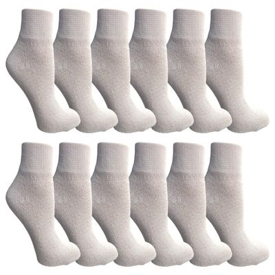 Yacht & Smith 12 Pair Mens & Womens Ankle Sports Socks by SOCKS'NBULK (White)