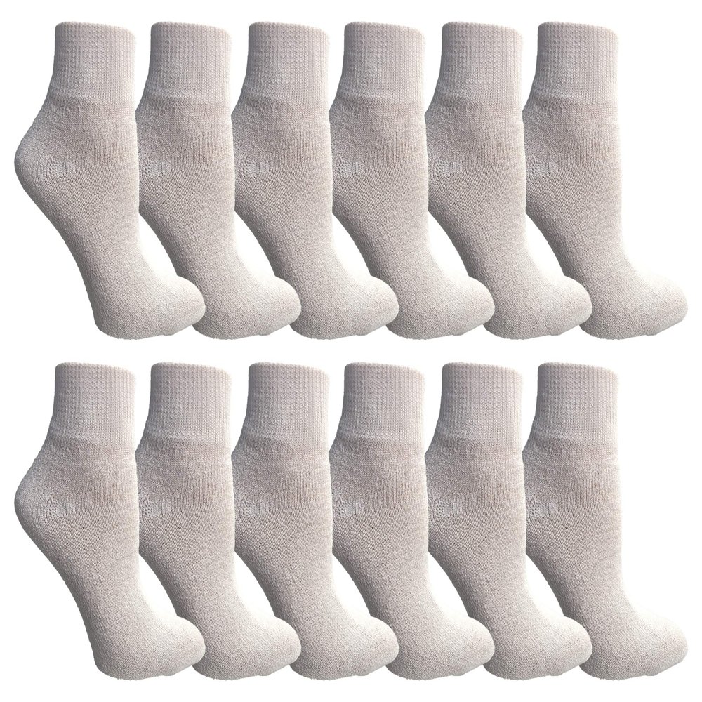 Yacht & Smith 12 Pair Mens & Womens Ankle Sports Socks by SOCKS'NBULK (White)