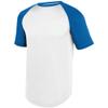 Augusta Activewear Wicking Short Sleeve Baseball Jersey, White/Royal, Small view 1