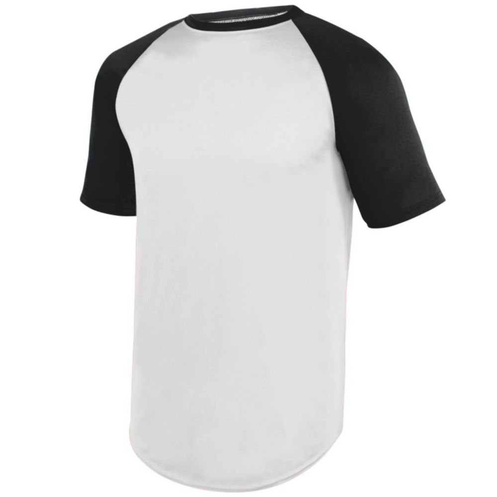 Augusta Activewear Wicking Short Sleeve Baseball Jersey, White/Black, XX Large
