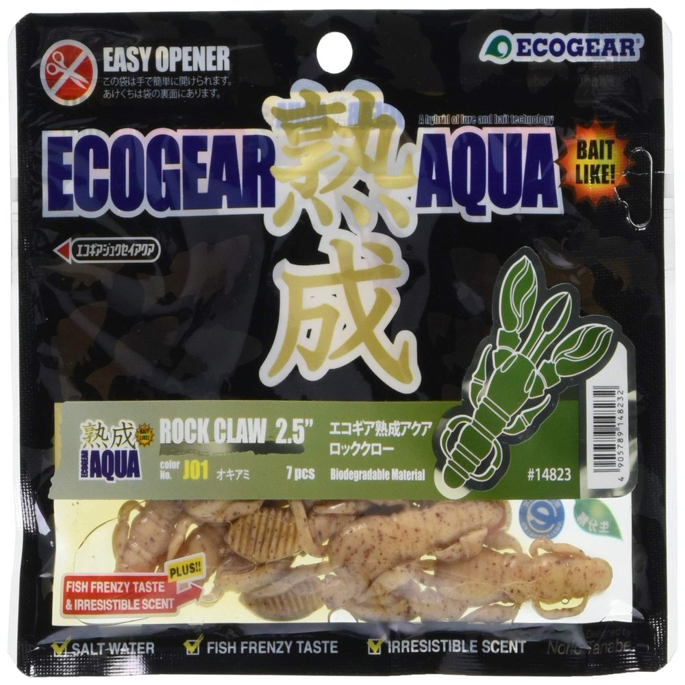 Ecogear J01 Worm Aged Aqua Rock Claw 2.5 Inch (62 mm) Okrill Lure