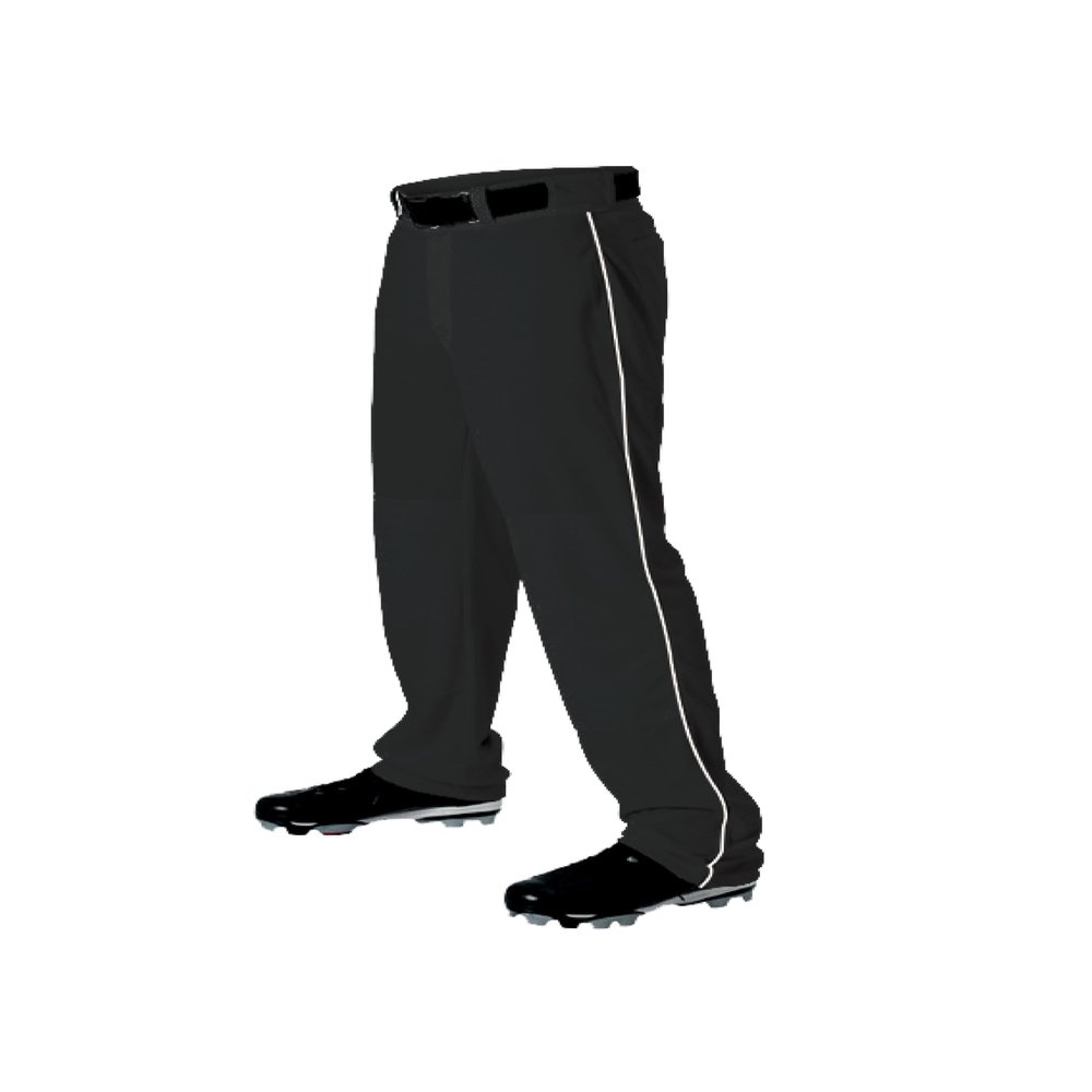 Alleson Athletic Boys Baseball Pants with Braid, Black/White, L