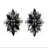 Faship Stunning Black Crystal Floral Clip On Style Earrings - Black view 4