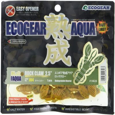 Ecogear J04 Worm Aged Aqua Rock Claw 2.5 Inch (62 mm) Hoya Yellow Lure