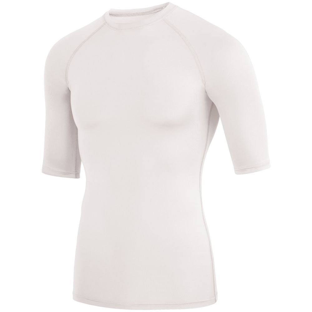 Augusta Activewear Hyperform Compression Half Sleeve Shirt, White, Large