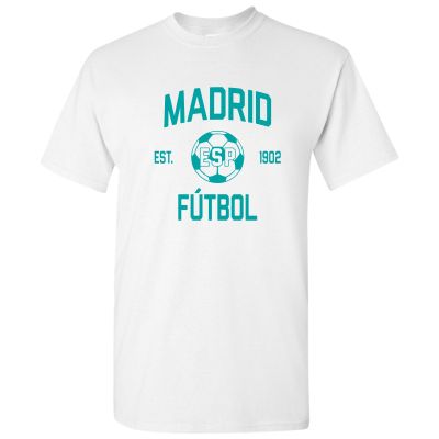 UGP Campus Apparel Madrid Spain Home Kit World Classic Soccer Football Arch Cup T Shirt - 2X-Large - White