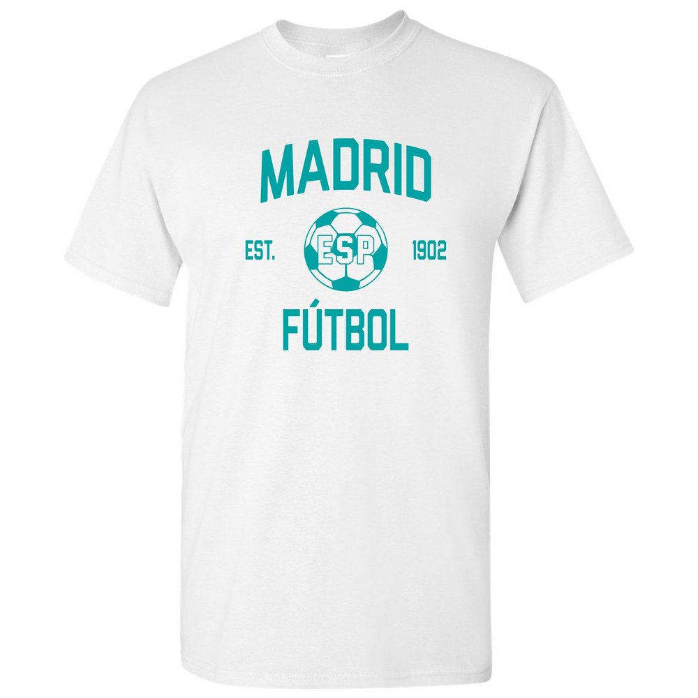 UGP Campus Apparel Madrid Spain Home Kit World Classic Soccer Football Arch Cup T Shirt - 2X-Large - White