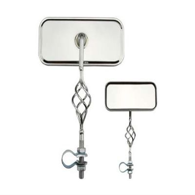 Alta Cage Rectangle Twisted Bike Mirror, Multiple Colors (All Chrome)