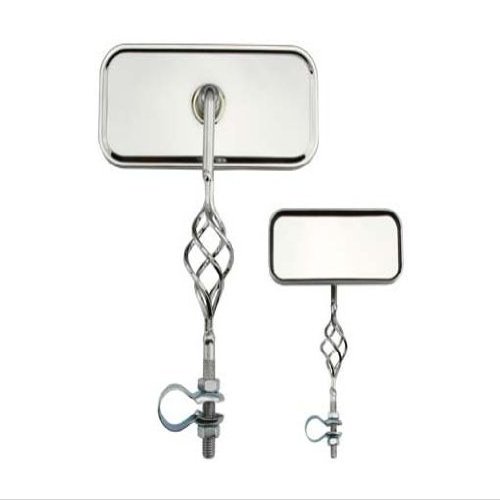 Alta Cage Rectangle Twisted Bike Mirror, Multiple Colors (All Chrome)