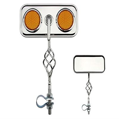 Alta Cage Rectangle Twisted Bike Mirror, Multiple Colors (Amber Reflectors)