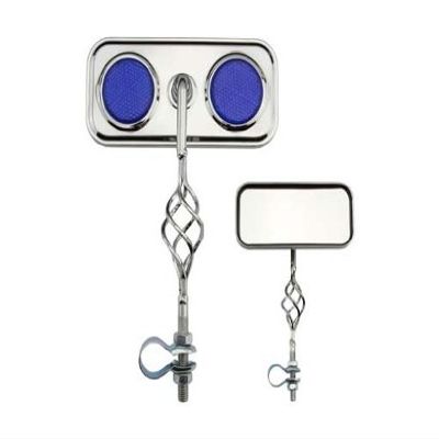 Alta Cage Rectangle Twisted Bike Mirror, Multiple Colors (Blue Reflectors)