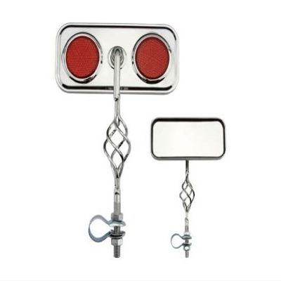 Alta Cage Rectangle Twisted Bike Mirror, Multiple Colors (Red Reflectors)
