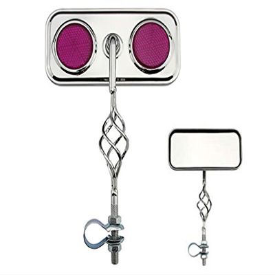 Alta Cage Rectangle Twisted Bike Mirror, Multiple Colors (Purple Reflectors)