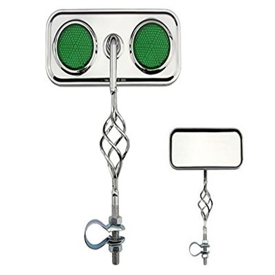 Alta Cage Rectangle Twisted Bike Mirror, Multiple Colors (Green Reflectors)