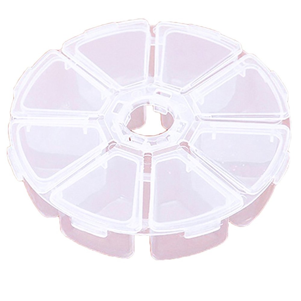 8 Grids Round Jewelry Bead Earring Storage Box Guitar Picks Fishing Case Medicine Pill Box Container