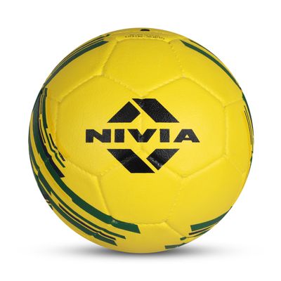 Nivia Country Colour Molded Brazil Football | Color: Yellow-Green | Size: 3 | Machine Stitched | Rubberized Moulded | 12 Panel | Waterproof | Soccer Ball