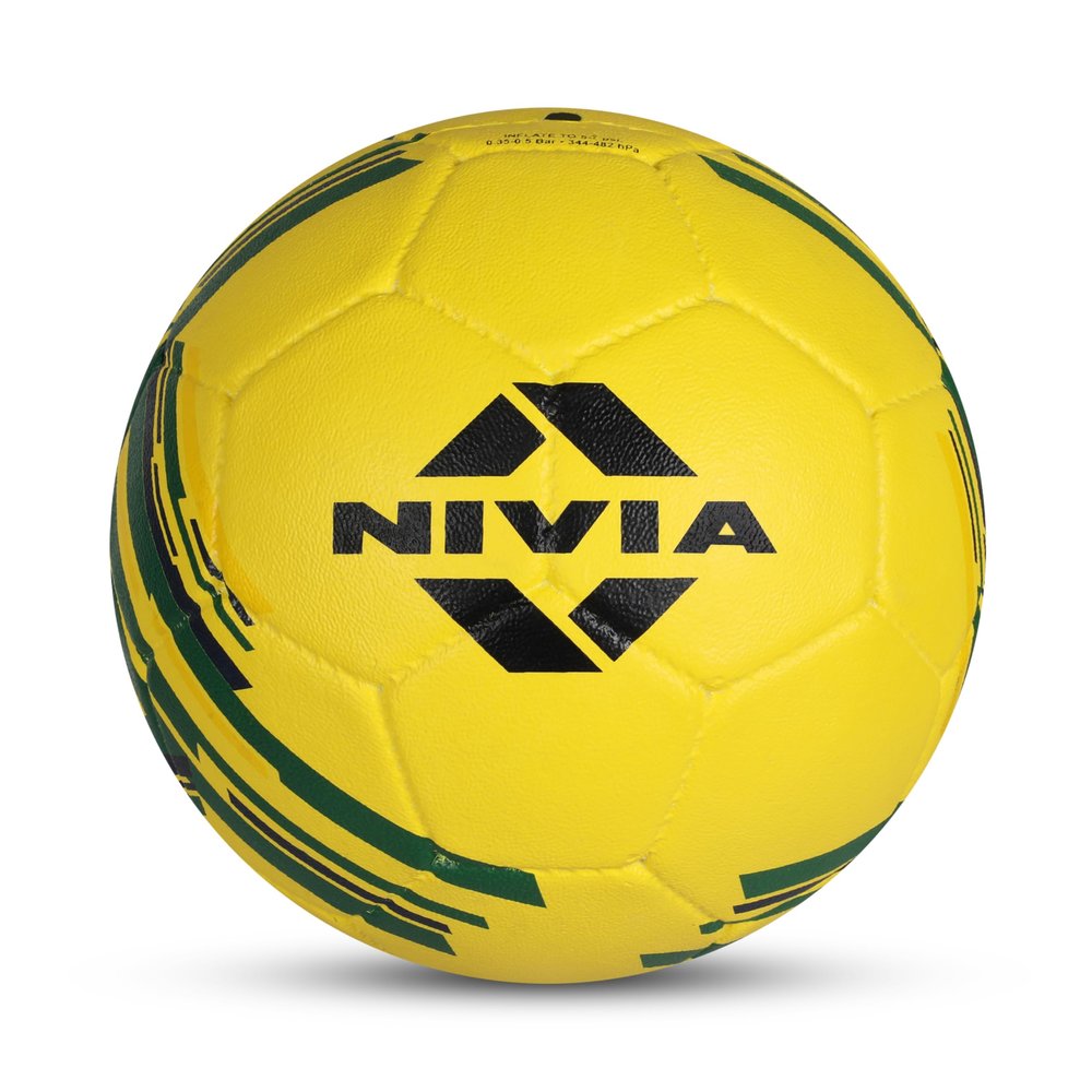 Nivia Country Colour Molded Brazil Football | Color: Yellow-Green | Size: 3 | Machine Stitched | Rubberized Moulded | 12 Panel | Waterproof | Soccer Ball