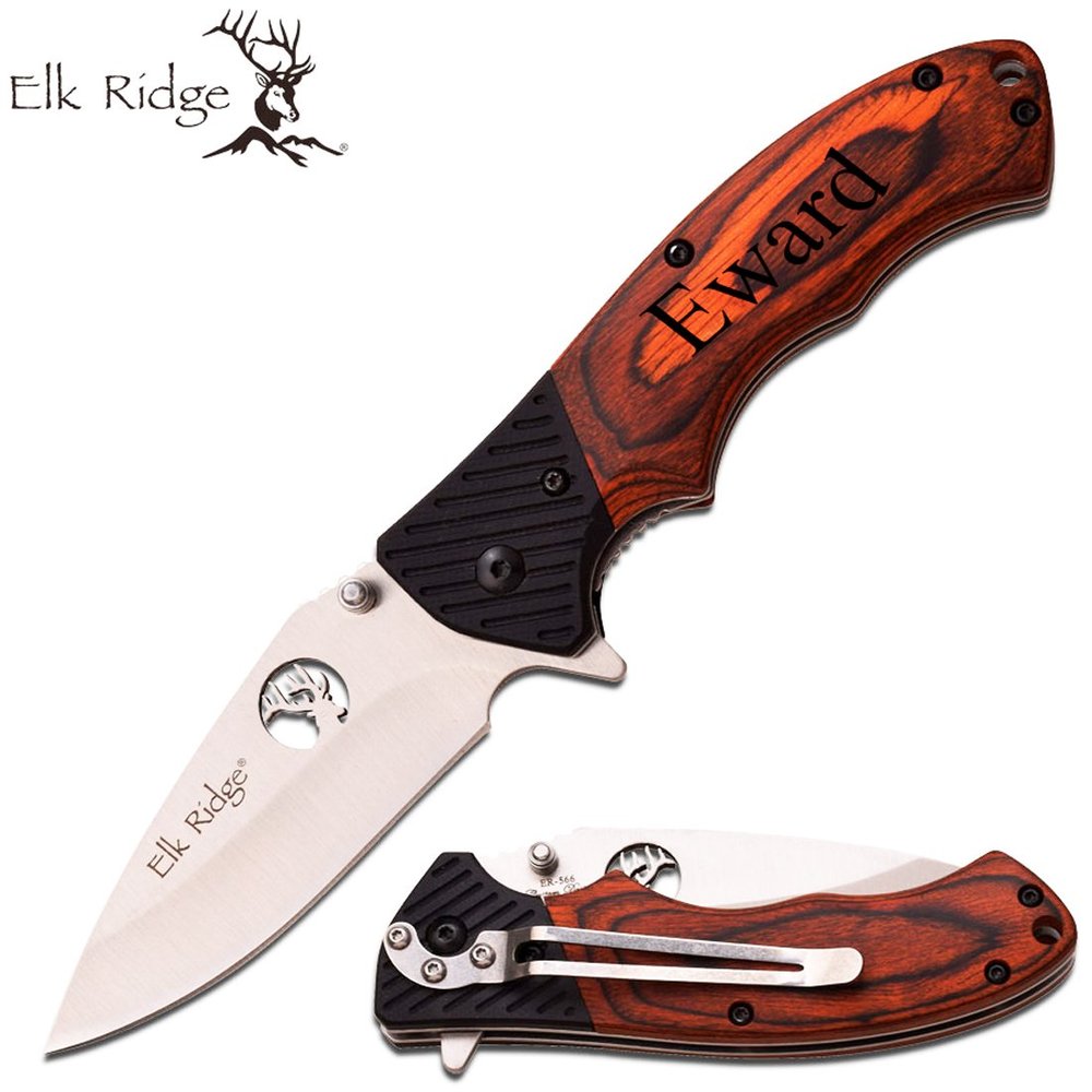 Elk Ridge Free Engraving Custom Pocket Quality Knife Gift For All (ER-566SPW)