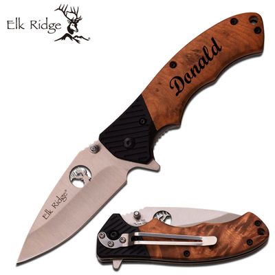Elk Ridge Personalized Free Engraving - Quality Pocket Knife (ER-566SBW)