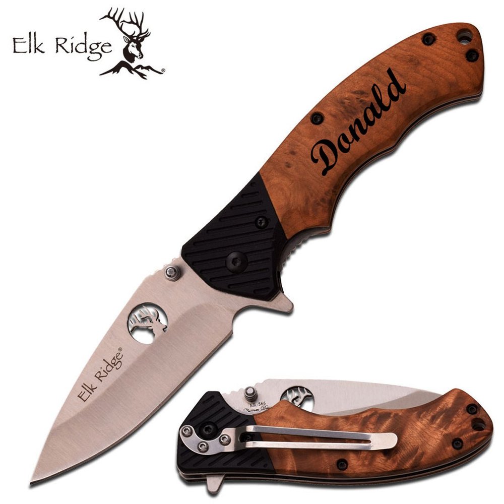 Elk Ridge Personalized Free Engraving - Quality Pocket Knife (ER-566SBW)