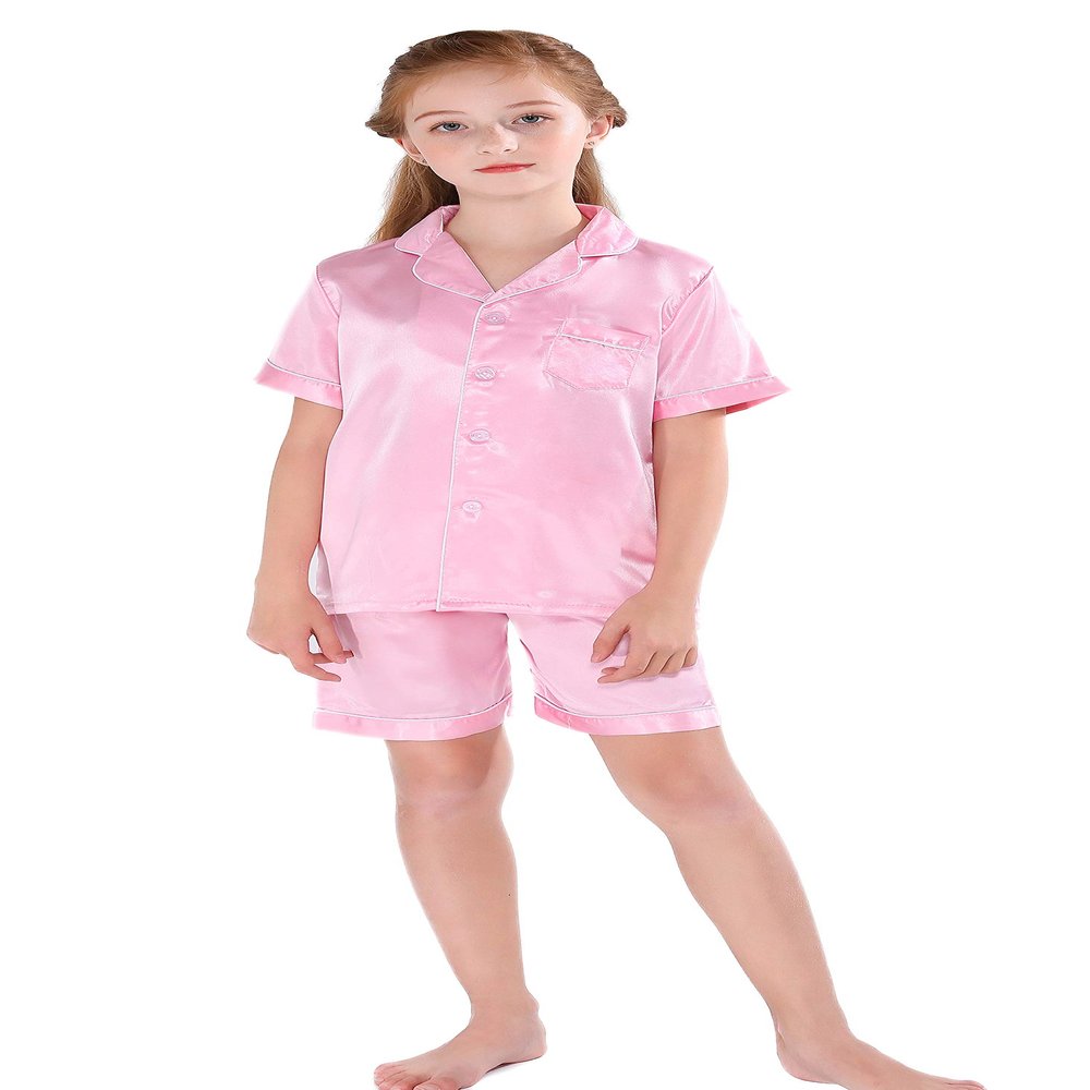 Horcute Pajamas Little Kid Sleepwears Set Pjs Clothes Short Sleeve RoseGold 110# 3-4Y