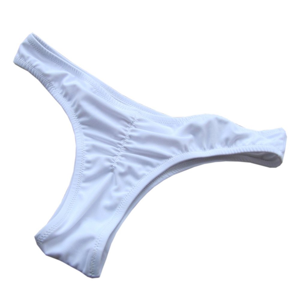 Malinsa Junior's Classic Surf Hipster Cheeky Coverage Bikini Bottom Women's Swimwear Ruffle Y-Style (White, XS)
