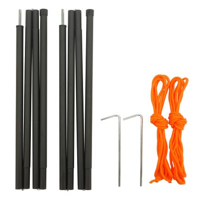 Captain Stag UA-4514 Tent Tarp Parts, Steel Pole, Outer Diameter 0.6 inches (16 mm) x Length 70.9 inches (1800 mm), Set of 2, Includes 2 Guide Ropes 13.8 inches (350 cm) and 2 Steel Pegs, Black