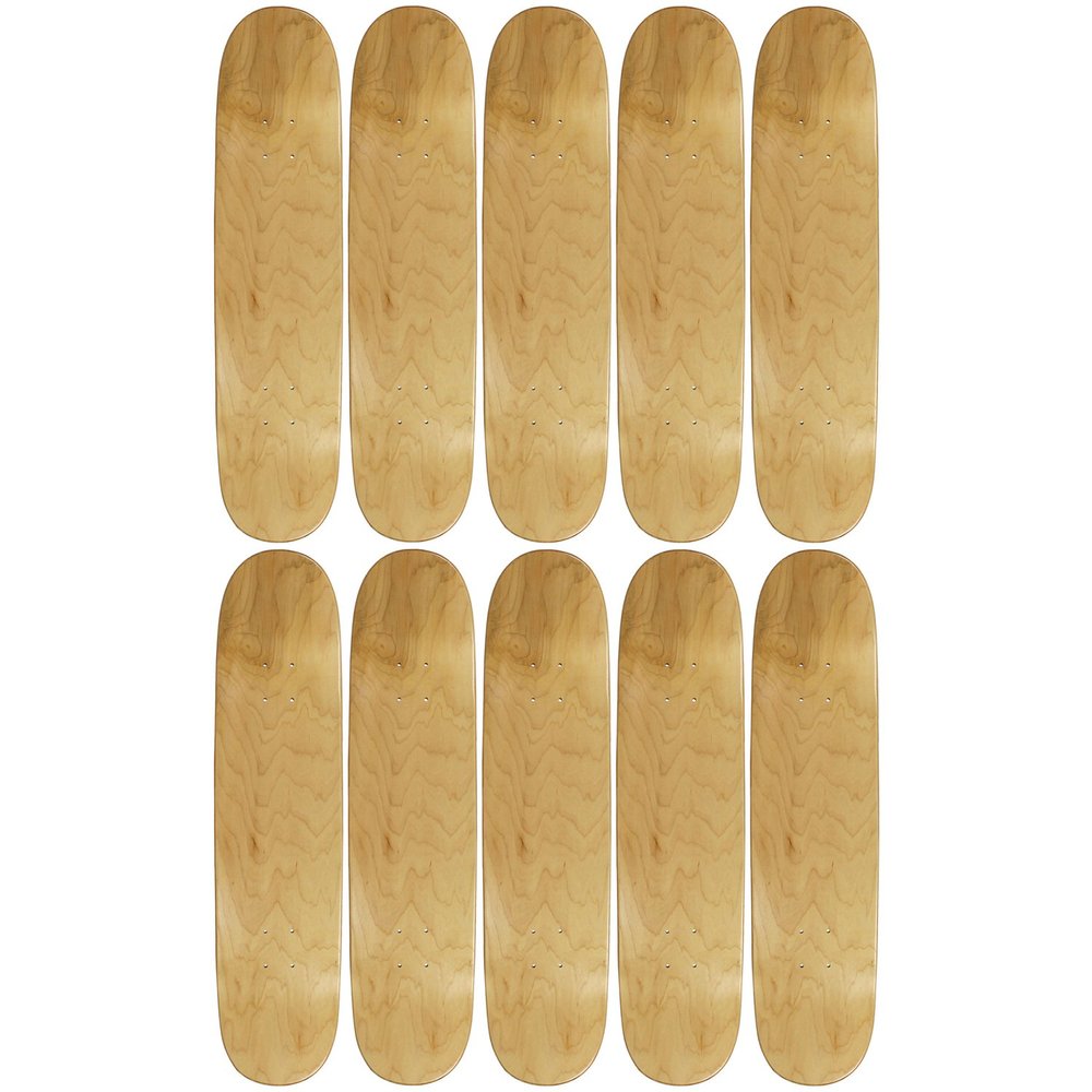 Moose 10 Count 7.75" Blank Skateboard Deck Natural 7-Ply Canadian Maple