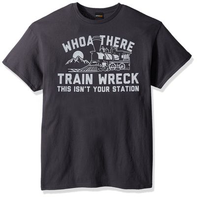 Fifth Sun Men's Men's Dad Jokes Graphic Tees Shirt, Gray//Train Wreck, xx-Large